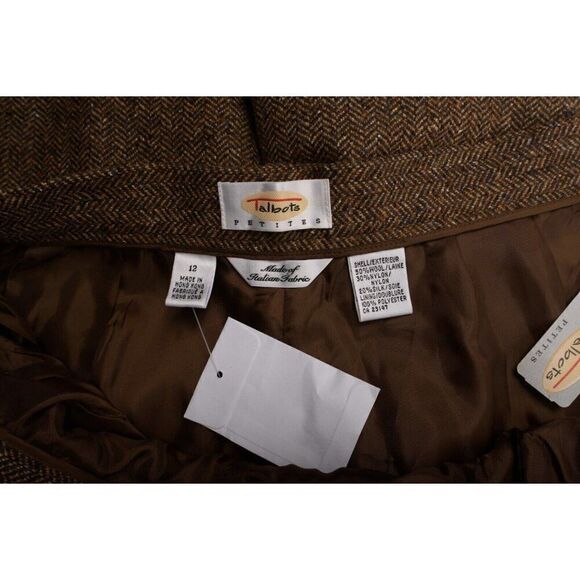 Vintage Talbots Womans Pant Suit Blazer 10-12 P Brown Herringbone Wool Blend NWT - Picture 14 of 14